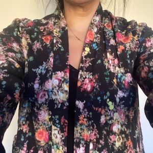 NWOT promod floral kimono/blazer with belt, side US 8